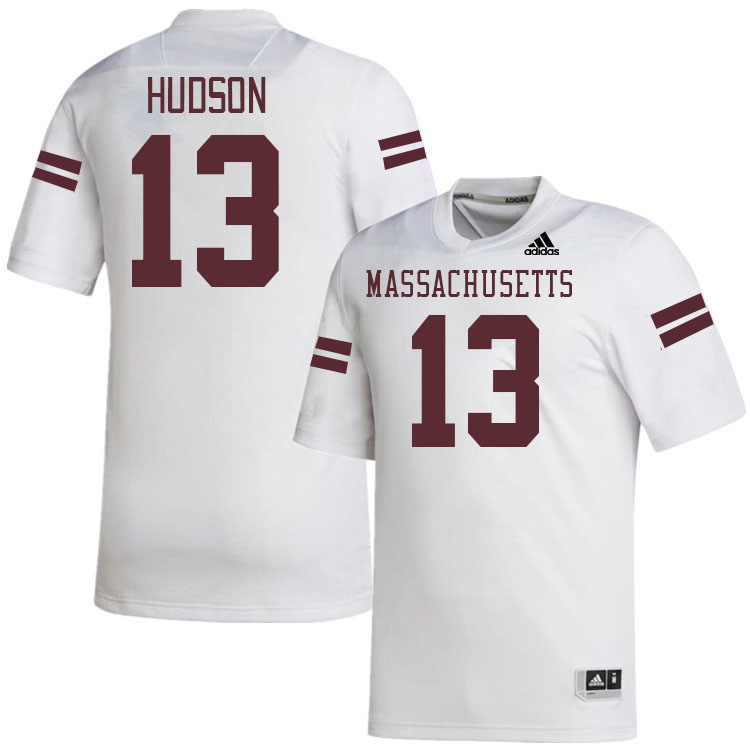 Massachusetts Minutemen #13 Jaylen Hudson College Football Jerseys Stitched-White